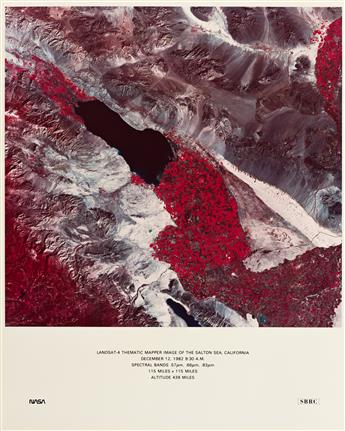 (SATELLITE VIEWS OF EARTH--LANDSAT 4) Group of 12 color photos of Earth from space, including aerial views of NYC, San Francisco, Los A